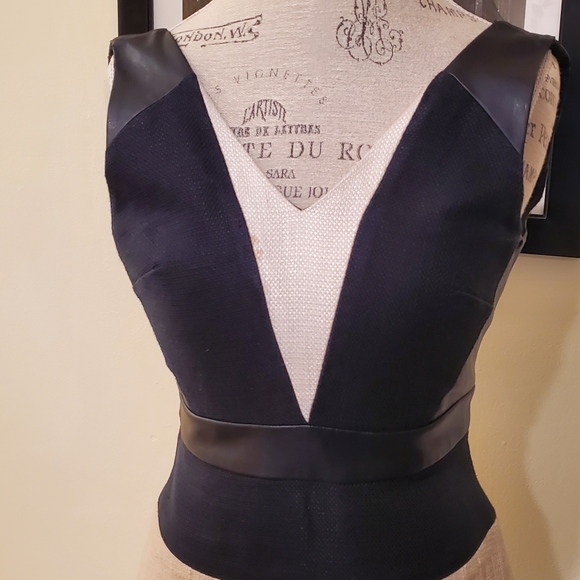 Ann Taylor faux leather trim dress - Picture 3 of 9